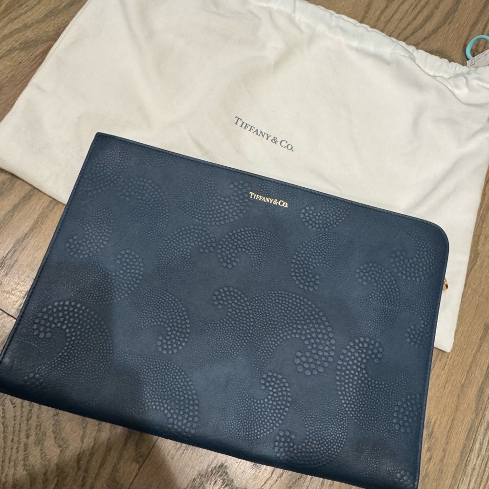 Tiffany & Co. Navy Leather Clutch